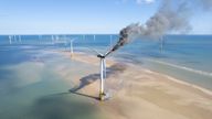 Scroby Sands wind turbine catches fire off Norfolk coast
MUST CREDIT:Oliv3r Drone Photography 