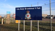 A sign at the entrance to RAF Valley in north Wales