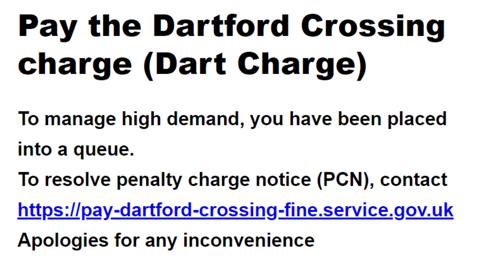Dartford Crossing drivers frustrated after Dart Charge payment website