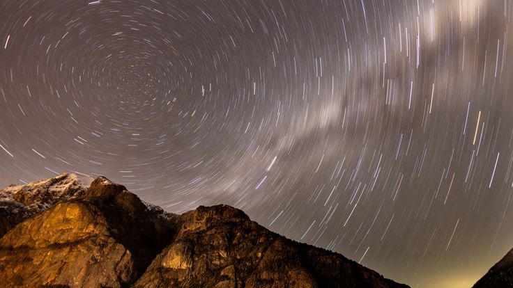 A long exposure shows star trails behind the Lopez Mountain during the annual Perseid meteor shower period near the town of Bariloche, at the Patagonia Region, Argentina, August 11, 2023. REUTERS/Carlos Barria TPX IMAGES OF THE DAY