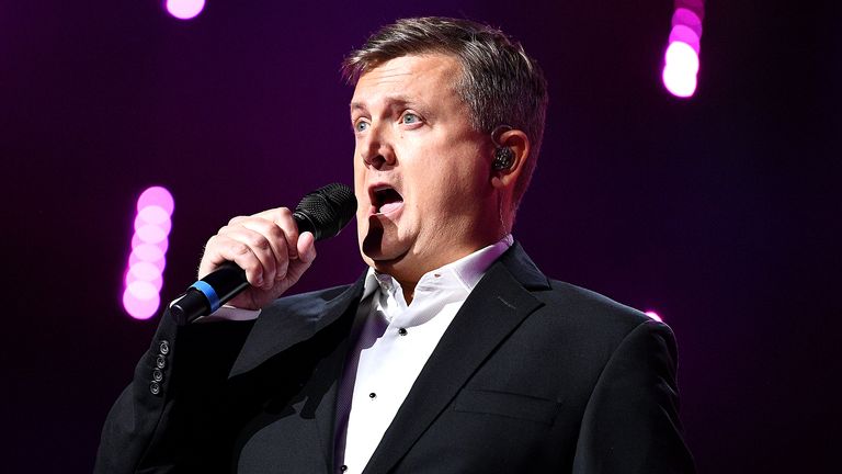 Aled Jones on stage at the Global Awards 2020 with Very.co.uk at London&#39;s Eventim Apollo Hammersmith.