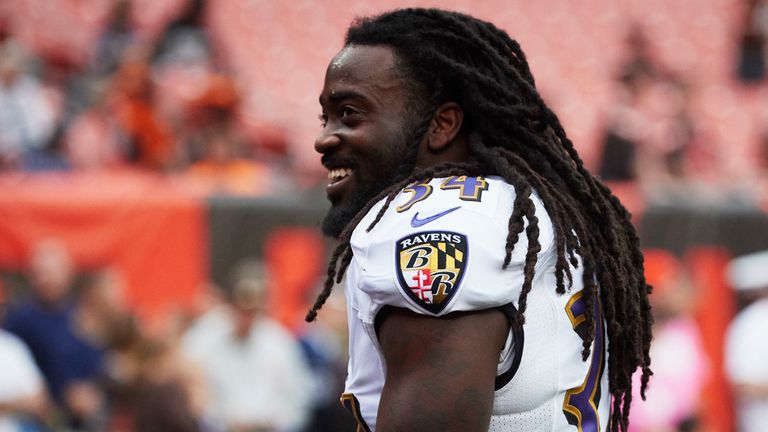 Baltimore Ravens running back Alex Collins. Pic: AP
