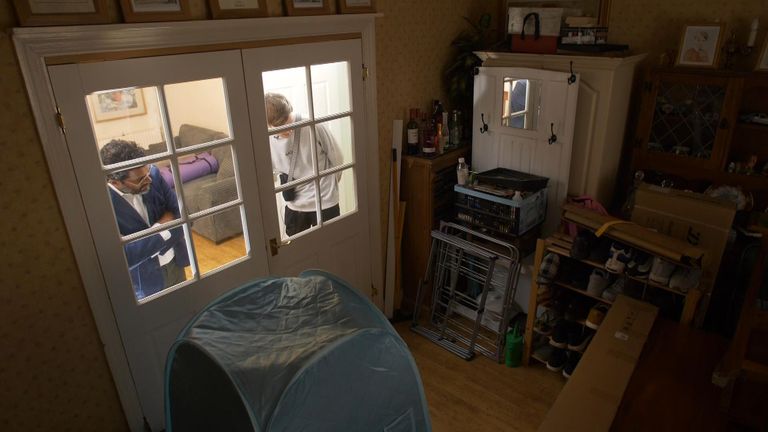 Christopher has been forced to pile anything he believes contains mammal products into one room