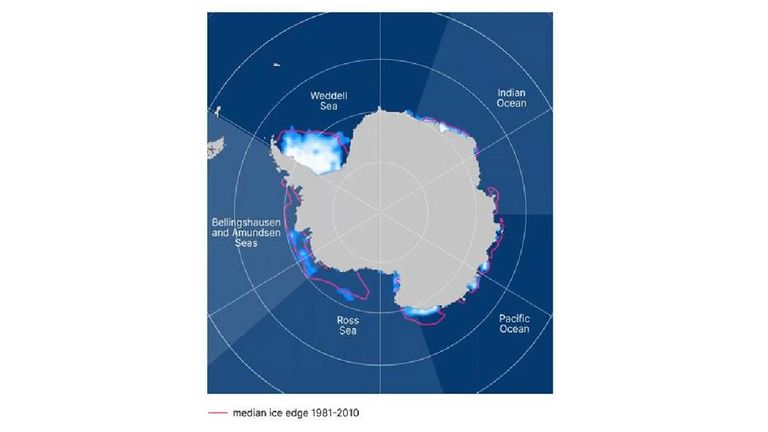 Sea ice concentration, February 2023