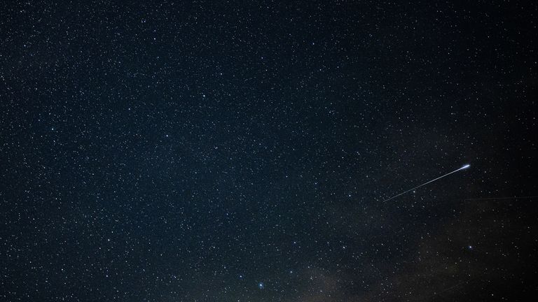 A view of meteors streaking in the night sky during the annual Perseid meteor shower at Sophienalpe near Vienna, Austria August 14, 2023. REUTERS/Julia Geiter
