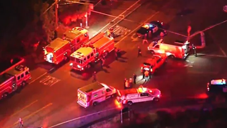 Emergency services descended on the scene after the shooting. Pic: NBC Los Angeles 