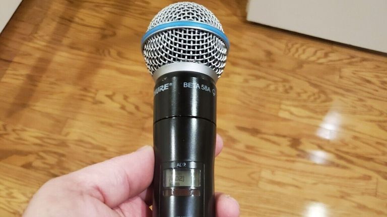 The mic said to have been thrown by Cardi B in Las Vegas. Pic: eBay