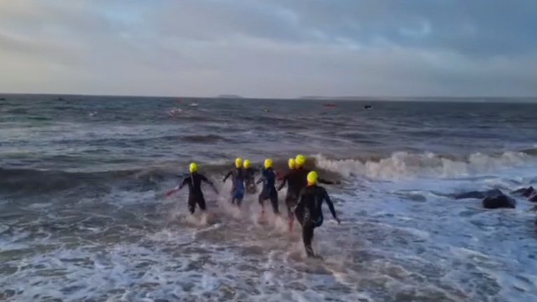 Competitors in this morning's Ironman competition in Cork