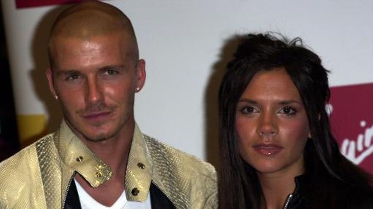 The Beckhams in Manchester in August 2000