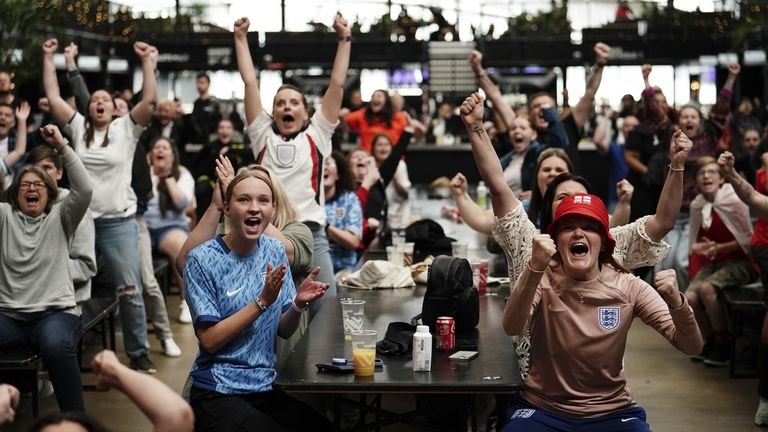 Fans celebrate as England win on penalties