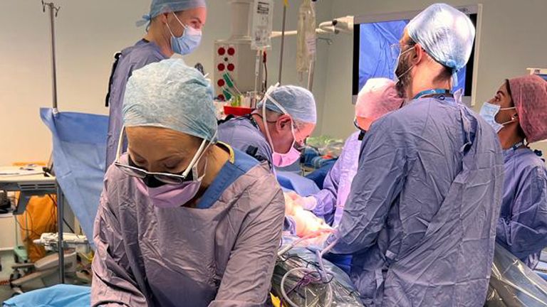 Surgeons perform the UK&#39;s first womb transplant. Pic: Womb Transplant UK