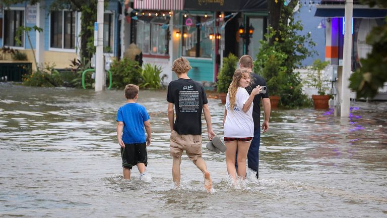 Eaux de crue à Gulfport, en Floride, sous le nom d'ouragan.  Photo : AP