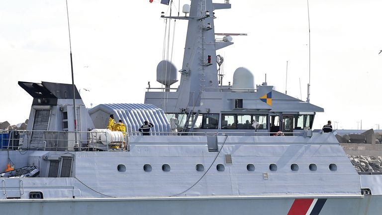 A French rescue boat arrives in Calais after a migrant boat capsizes