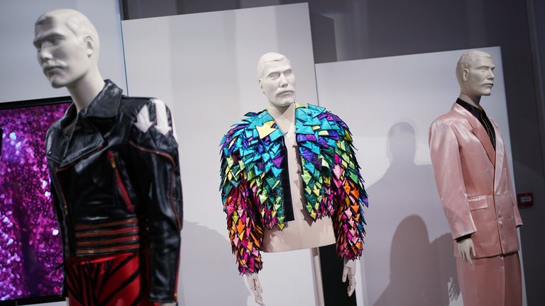 Costumes which are part of Freddie Mercury&#39;s personal collection, on display during a photo call at Sotheby&#39;s in London, ahead of their auction. Picture date: Thursday August 3, 2023. PA Photo. Photo credit should read: Yui Mok/PA Wire