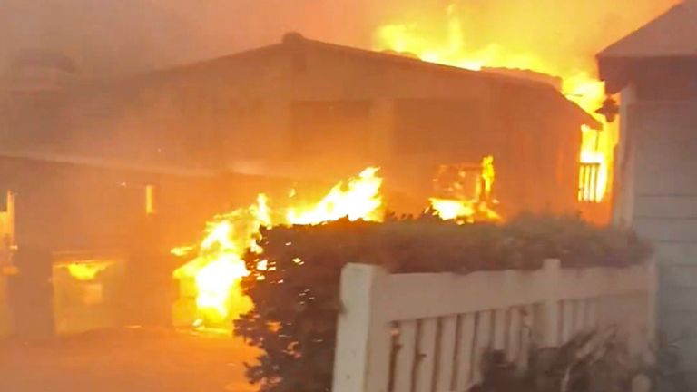 Fires in Lahaina. Pic:AP