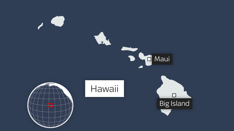 A map showing the location of Maui