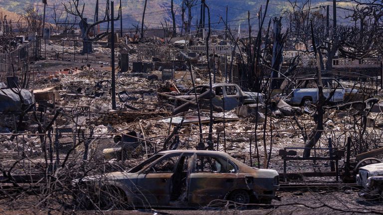 The fire ravaged town of Lahaina on the island of Maui in Hawaii