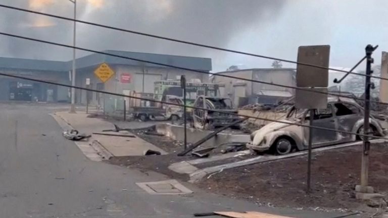 Fire damage in Lahaina. Pic: @lei_dubzz 