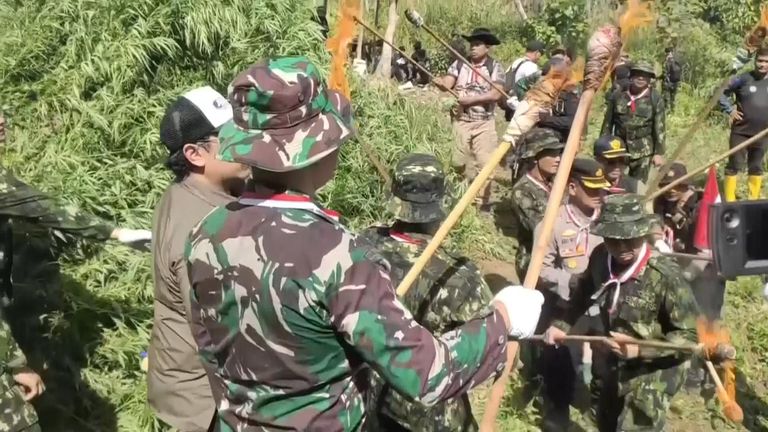 Indonesian authorities burn down illegal cannabis farm