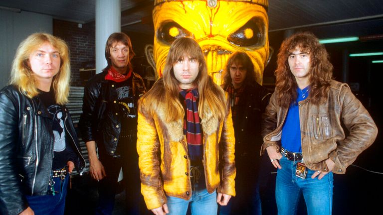 Iron Maiden in 1983: Dave Murray, Nicko McBrain, Bruce Dickinson, Adrian Smith, Steve Harris. Pic: Fryderyk Gabowicz/picture-alliance/dpa/AP