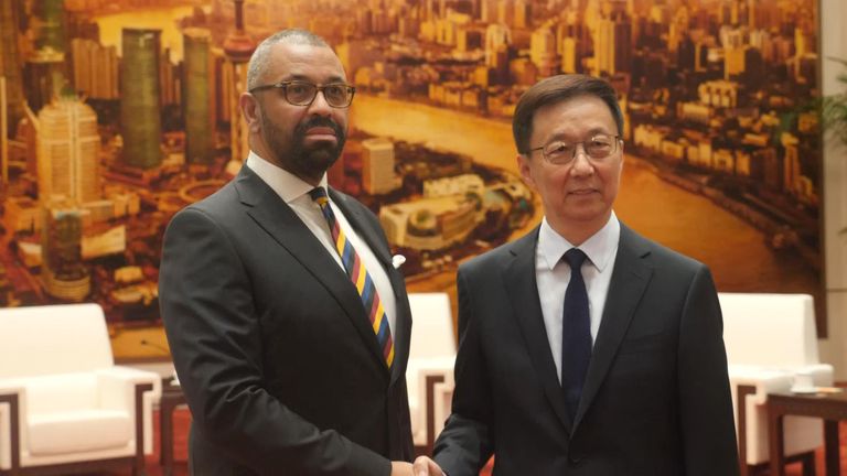 Foreign Secretary James Cleverly with China's Vice President Han Zheng