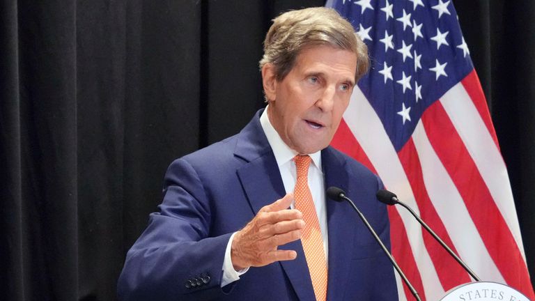 John Kerry attending a press conference in Beijing, China, in July