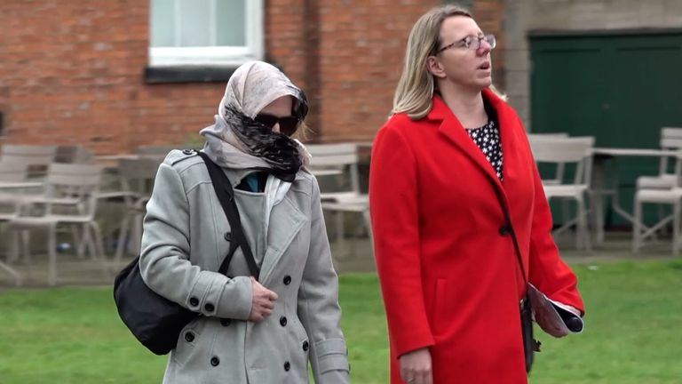 Karen Alcock (left), arriving at Lincoln Crown Court