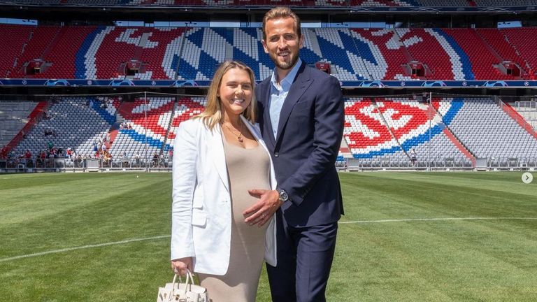 Kate and Harry on the pitch at Bayern Munich. Pic: katekanex/Instagram