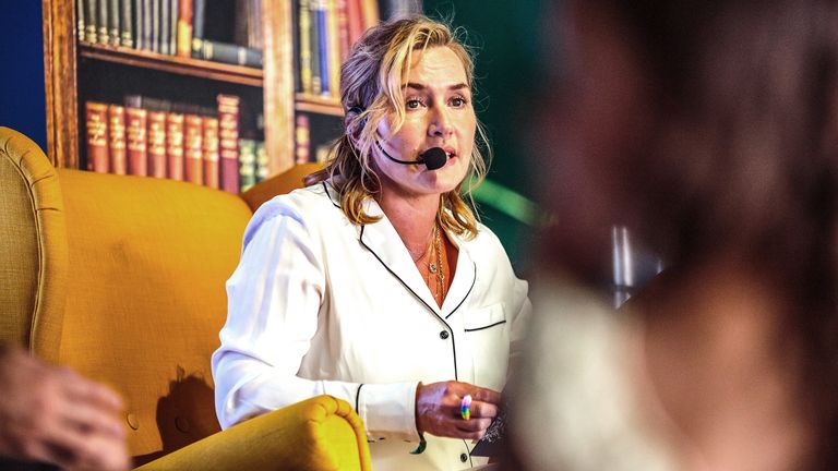 Handout photo issued by Carousel PR of Kate Winslet reading the children&#39;s classic story Blueberries for Sal by Robert McCloskey at the Cbeebies Bedtime Story Tent at Camp Bestival in Weston Park, Shropshire. Issue date: Sunday August 20, 2023.