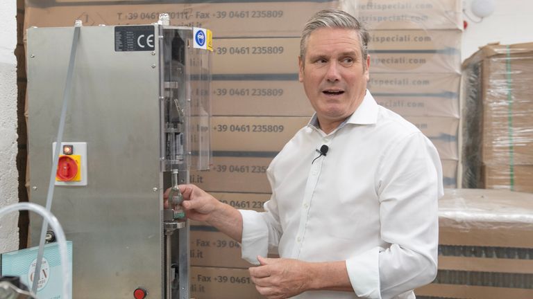 Labour leader Sir Keir Starmer during a visit to the Lind and Lime distillery in Leith, Edinburgh. Picture date: Monday August 14, 2023.