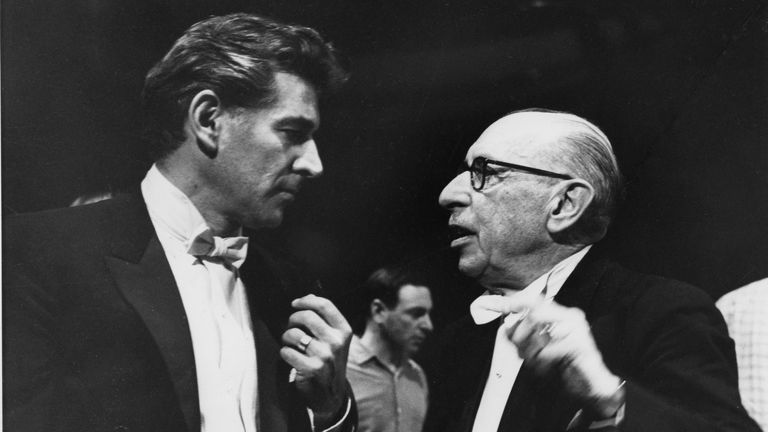 Leonard Bernstein (left) with Igor Stravinsky in New York in 1960. Pic: AP 