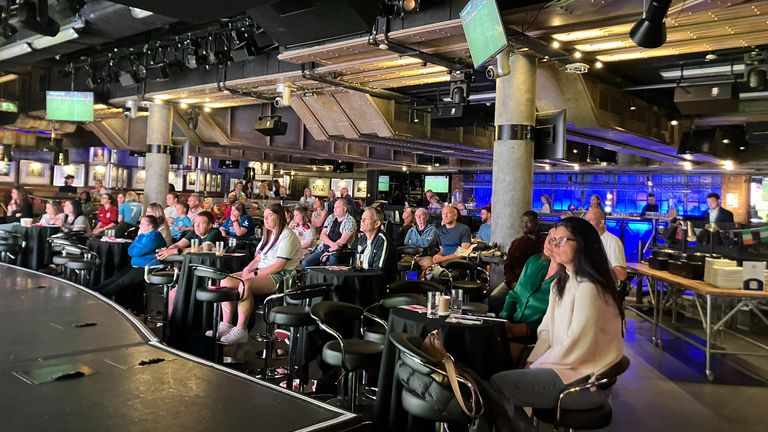 Fans gather at Chelsea stadium to support the Lionesses