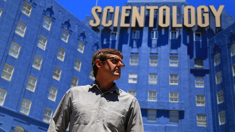Louis Theroux at the Church of Scientology building in LA. Pic: BBC/BBCWorldwide