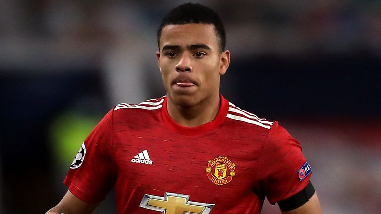 Manchester United&#39;s Mason Greenwood during the UEFA Champions League Group H match at Old Trafford, Manchester.
