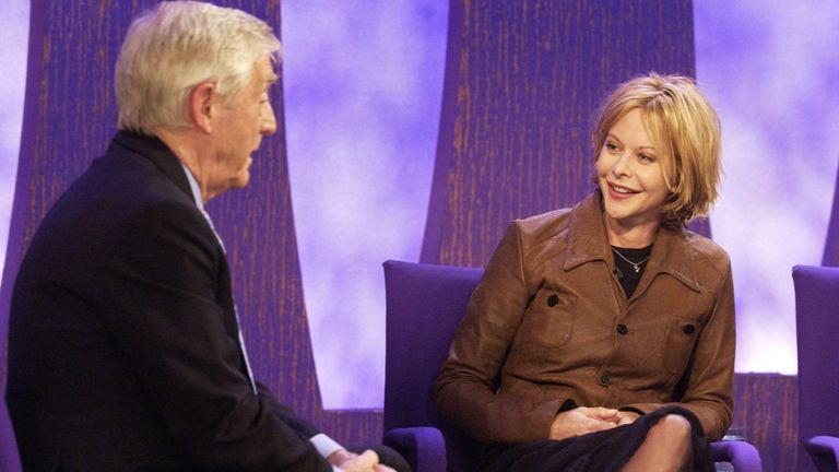 Picture shows - Michael Parkinson and Meg Ryan on &#39;Parkinson&#39;, 2003.
Pic:BBC