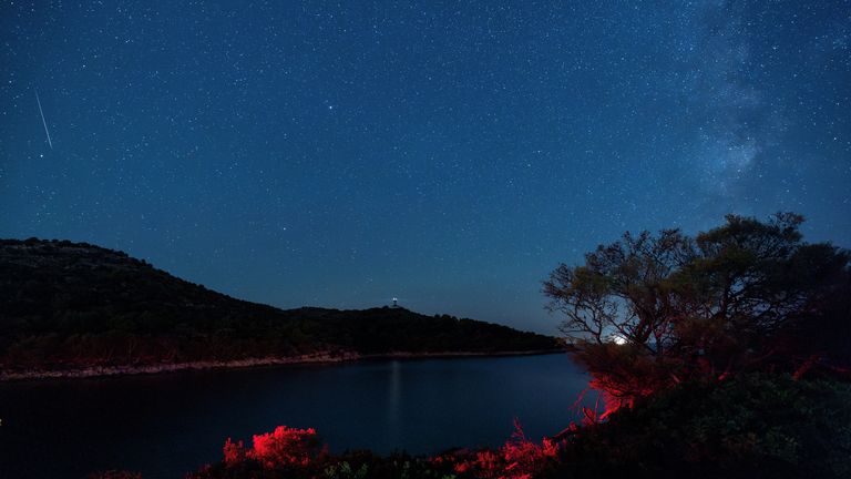 A meteor streaks over Lastovo in Croatia 