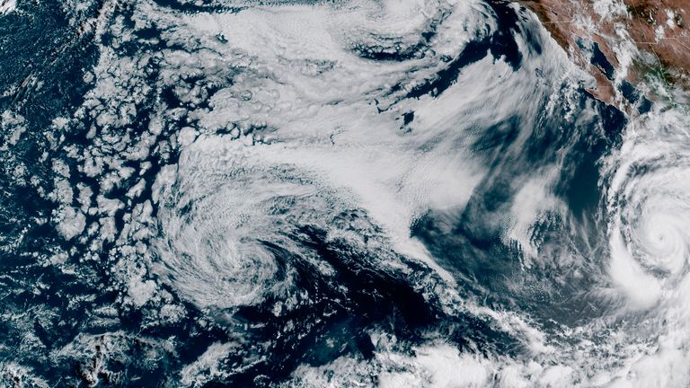 A satellite view of Hurricane Hilary, off Mexico and the US South Pacific coast. Pic: (NOAA via AP)