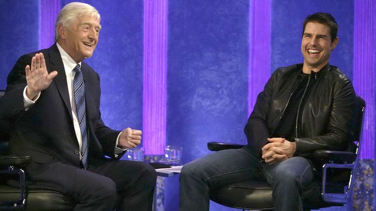 Sir Michael Parkinson and Tom Cruise. Pic: ITV/Shutterstock