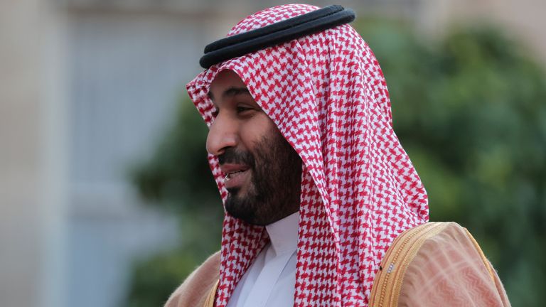 Mohammed bin Salman at the Elysee Palace in Paris last July