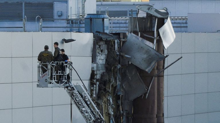 The damaged  Expo Center complex in central Moscow