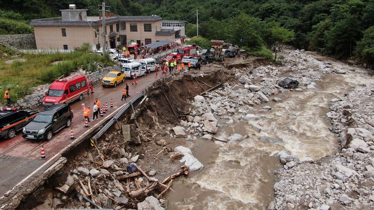 The aftermath of the mudslide. Pic: AP