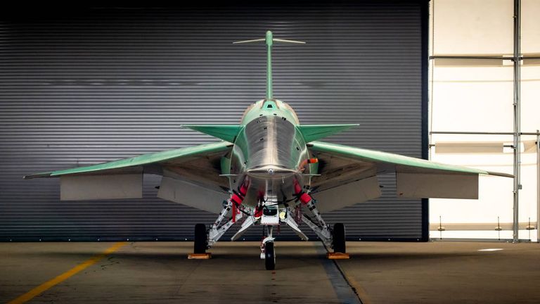 NASA’s X-59 aircraft is parked near the runway at Lockheed Martin Skunk Works in Palmdale, California, on June 19, 2023. This is where the X-59 will be housed during ground and initial flight tests.
Credits: Lockheed Martin