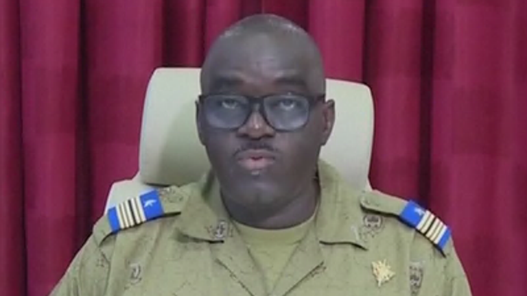 Niger coup spokesperson makes statement on national television.