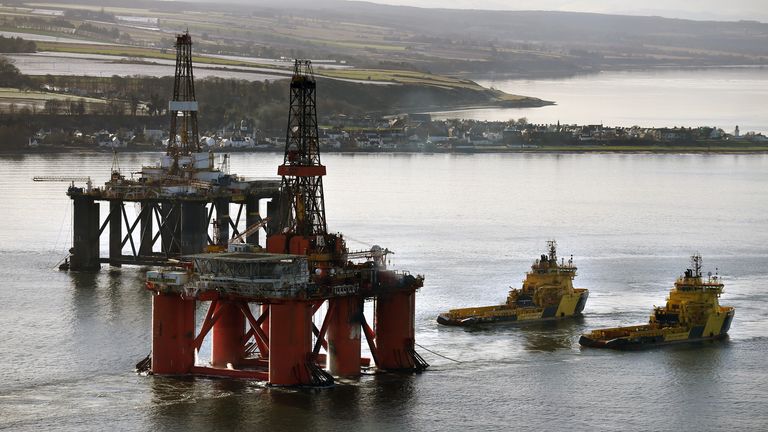 File photo dated 15/02/16 of Oil platforms, as The annual Government Expenditure and Revenue Scotland (Gers) figures will be published on Wednesday, with a large increase in oil and gas revenues expected. Scotland&#39;s implicit deficit is likely to have reduced as a percentage of GDP. PA Photo. Issue date: Wednesday August 16, 2023. See PA story POLITICS Scotland. Photo credit should read: Andrew Milligan/PA Wire ..                                                      