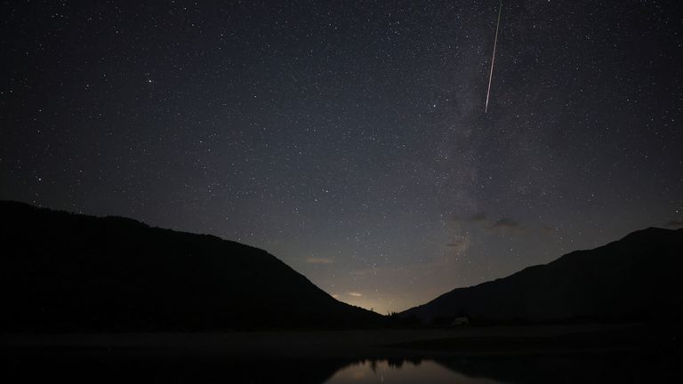 A view of meteor streaks in the night sky during annual Perseid meteor shower at Shebenik National Park, in Fushe Stude, Albania, August 13, 2023. REUTERS/Florion Goga