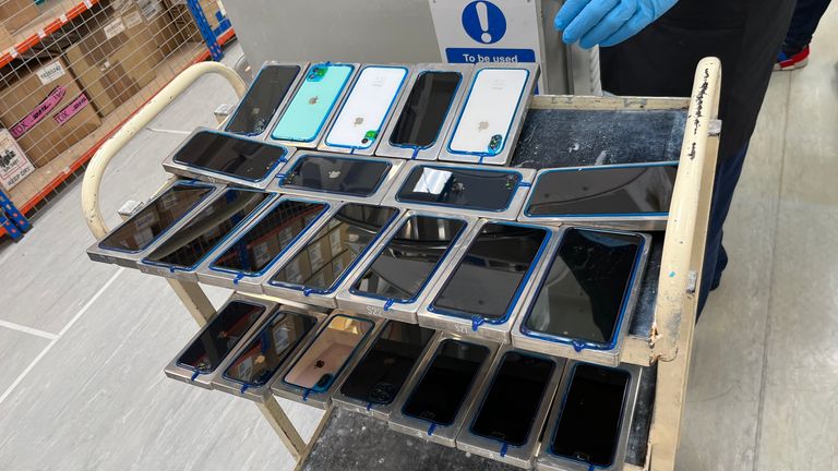 Phones being repaired for various screen repairs