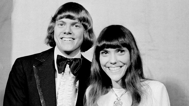 The Carpenters were also on A&M - photographed during the Grammy Awards in 1970. Pic: AP
