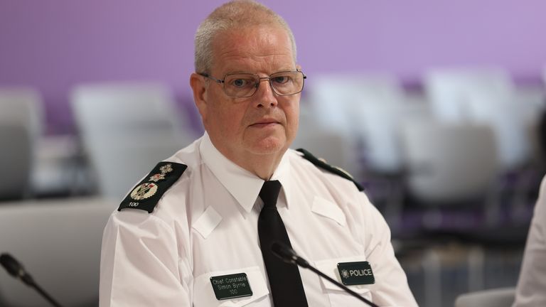 PSNI Chief Constable Simon Byrne during an emergency meeting of the Northern Ireland Policing Board