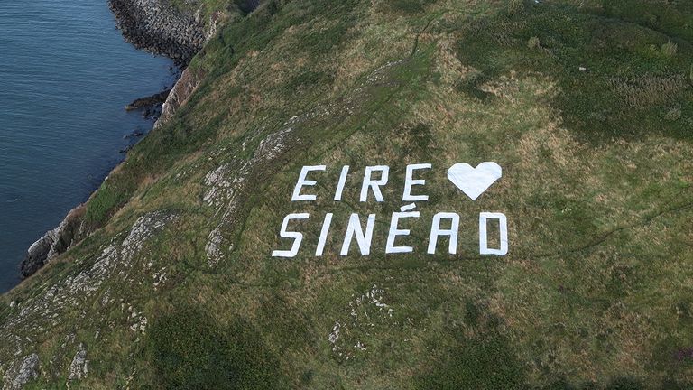 Sinead O'Connor: Hillside tribute unveiled close to town where singer will be buried | Ents & Arts News | Sky News