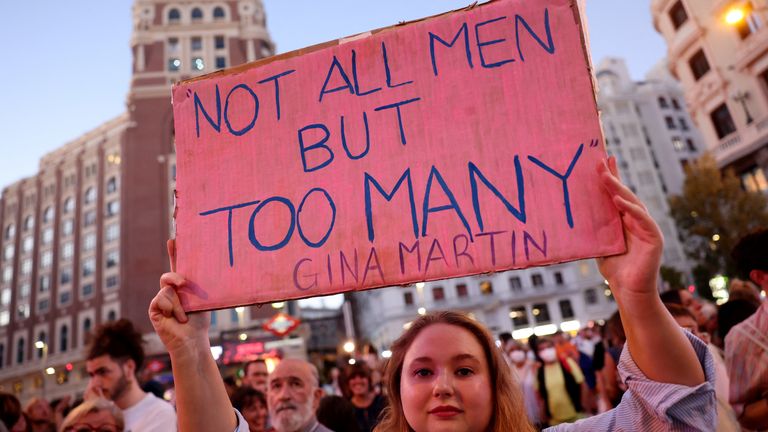 Others held signs protesting against sexism
